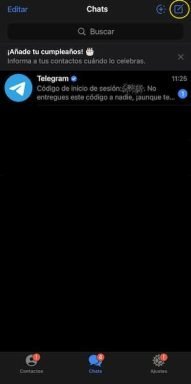 Pasos para crear canal en Telegram. Abre la aplicación y en chat, toca el icóno superior derecho