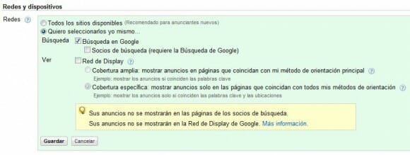 Redes y dispositivos Adwords