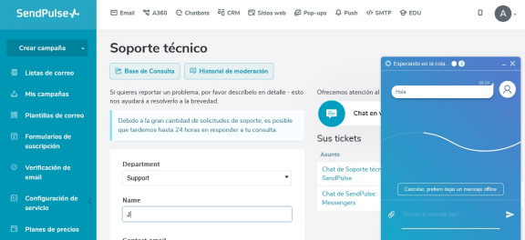chat en vivo sendpulse