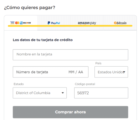 cyberghost métodos de pago